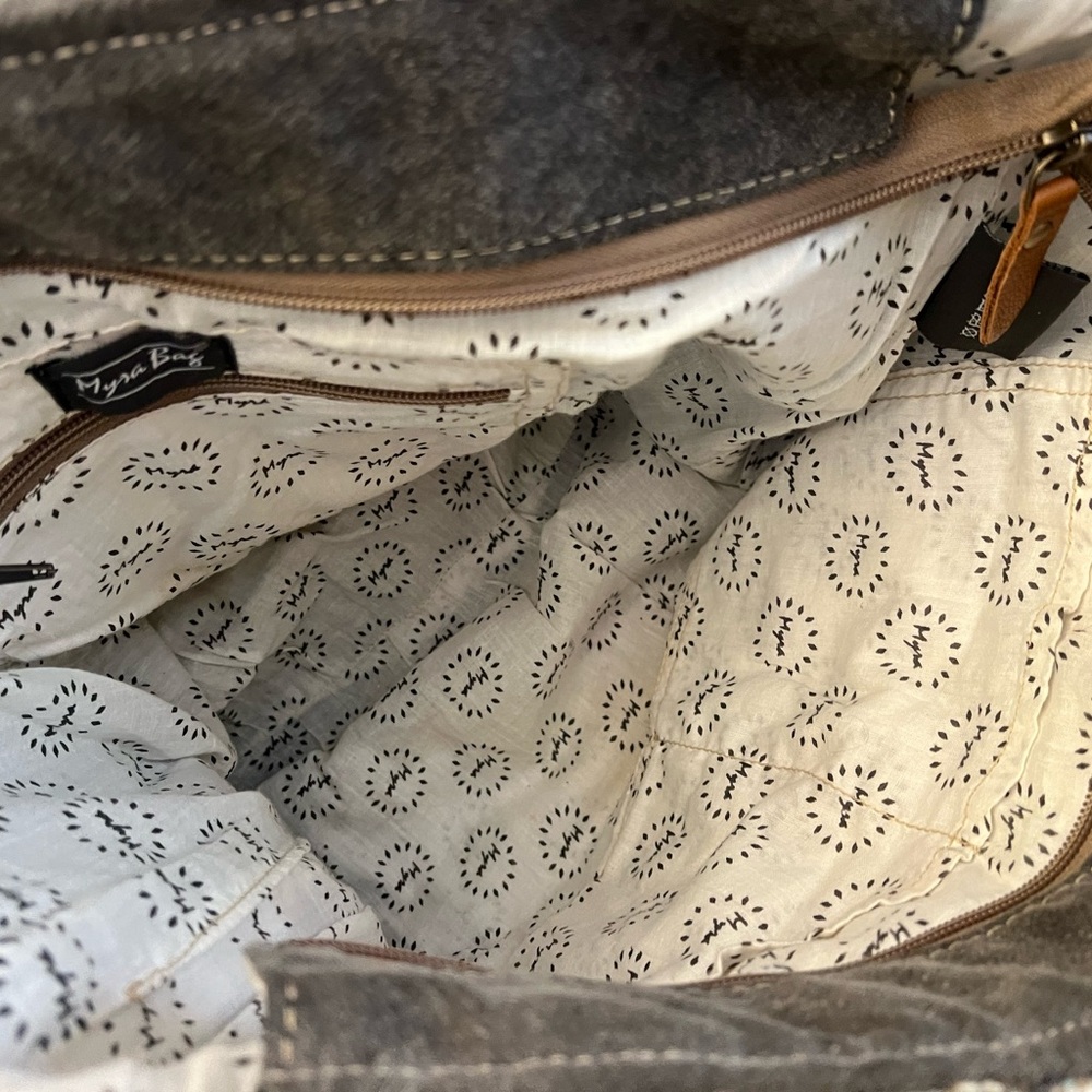 Myra Bag Tan and Blue Patterned Tote Isabela tote Western style 16x18 Patriotic - Picture 8 of 12